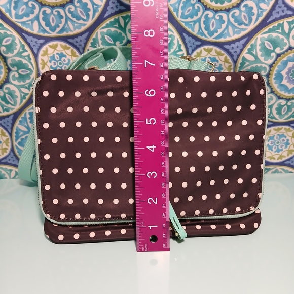 Fossil Black and White Polka Dot Bag With Teal Trim - Picture 9 of 9